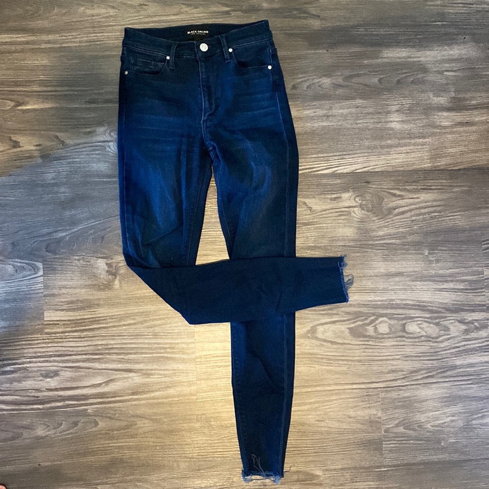 Worn once black orchid dark wash skinny Jean. Hi rise